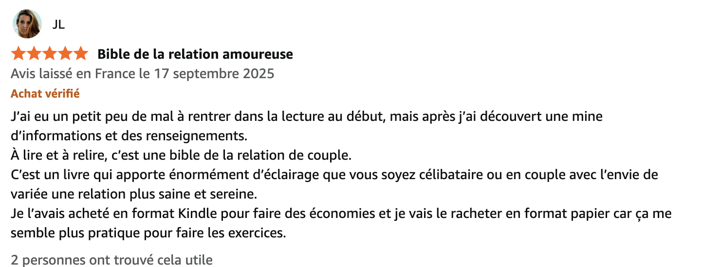 Avis Amazon S'ouvrir à l'amour